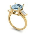 thumbnail image 1 of 3.5ct asscher cut blue Zircon 18k yellow gold 3 stone Bridal Wedding Engagement Promise Anniversary Ring for Women size 9.75, 1 of 7