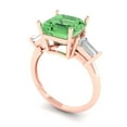 thumbnail image 1 of 3.5ct asscher cut green Zircon 18k rose gold 3 stone Bridal Wedding Engagement Promise Anniversary Ring for Women size 10.25, 1 of 7