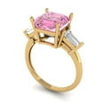 thumbnail image 1 of 3.5ct asscher cut pink Zircon 14k yellow gold 3 stone Bridal Wedding Engagement Promise Anniversary Ring for Women size 9.75, 1 of 7