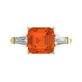 thumbnail image 1 of Clara Pucci 14K Yellow Gold Solid Gold Red Three-Stone Anniversary Ring for Women - 3 cttw Asscher Cut, 1 of 8