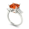 thumbnail image 1 of 3.5ct asscher cut red Zircon 14k white gold 3 stone Bridal Wedding Engagement Promise Anniversary Ring for Women size 9.5, 1 of 7