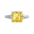 thumbnail image 1 of Clara Pucci 14K White Gold Solid Gold Yellow Three-Stone Anniversary Ring for Women - 3 cttw Asscher Cut, 1 of 8