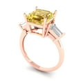 thumbnail image 1 of 3.5ct asscher cut yellow Zircon 14k rose gold 3 stone Bridal Wedding Engagement Promise Anniversary Ring for Women size 9, 1 of 7