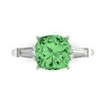 thumbnail image 1 of Clara Pucci 14K White Gold Solid Gold Green Three-Stone Anniversary Ring for Women - 3 cttw Cushion Cut, 1 of 7
