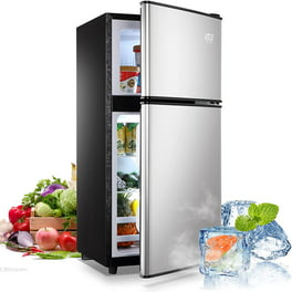3.5Cu.ft Compact Refrigerator, Krib Bling Fridge with Dual Door Small  Refrigerator with Freezer, Black
