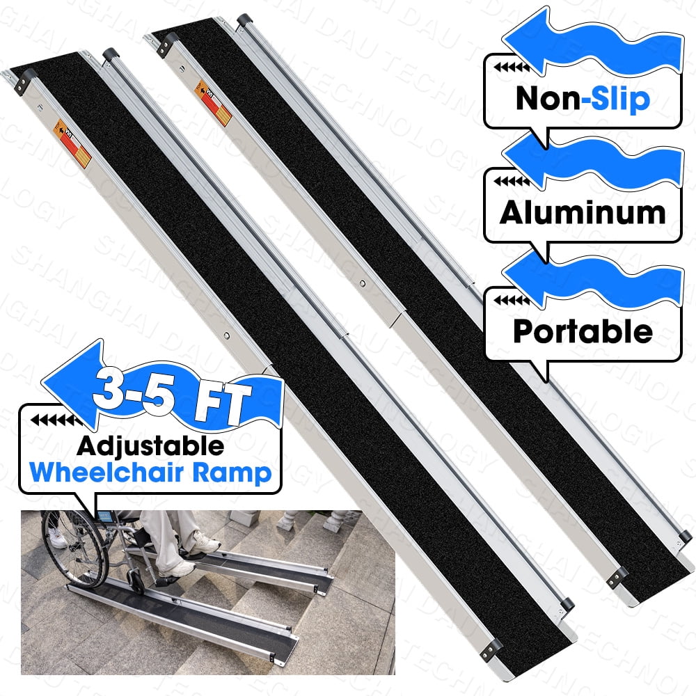 Adjustable Ada Ramps 3-5ft Adjustable Wheelchair Ramp, Portable Foldable Threshold Ramp with ...