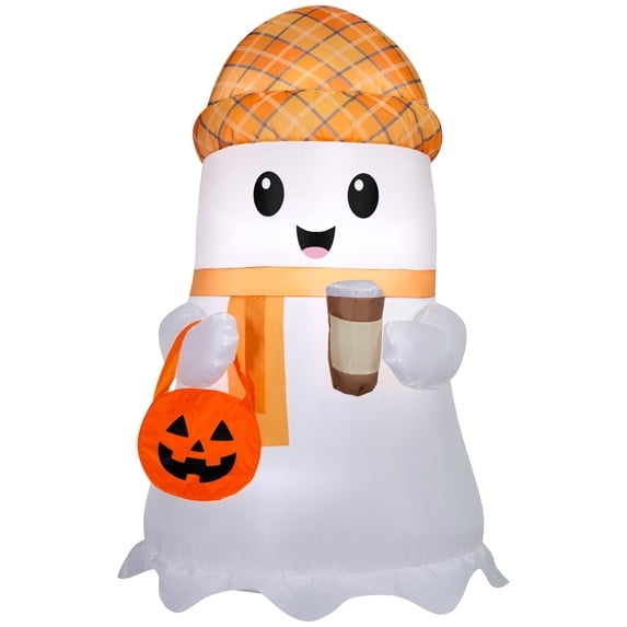 3.5ft Coffee Ghost with A Cupf of Coffee Halloween Inflatable