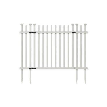 3.5ft H x 5ft W (1 Gate) No Dig Zippity Burbank Gate Kit, White Vinyl Picket Yard Fence Gate with Hardware Included for Burbank Fence Kit, Outdoor Patio and Backyard Gate, ZP19071