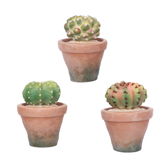RosyHaven 5.6"+5.8"+5.6"Small Artificial Succulents Plants in Terracotta Pot with Warm White & Multicolor Changing Light,Set Of 3 Fake Succulents for Table Desk Bathroom Kitchen Bedroom Shelf Decor