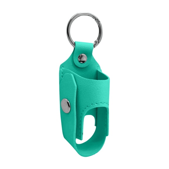 3.5in Mint Green PU Leather Inhaler Holder Keychain, Portable Protective Inhaler Storage Case with Metal Buckle for Daily Use and Travel