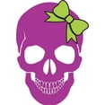 thumbnail image 1 of 3.5in X 5in Purple with Green Bow Skull Bumper Sticker Vinyl Truck Window, 1 of 1