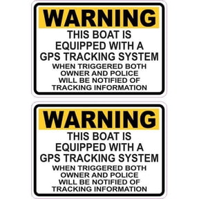 3.5in x 2.5in Boat Equipped with GPS Tracking System Stickers