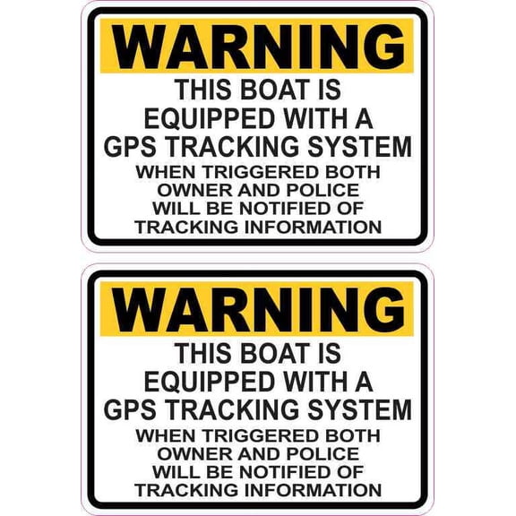 3.5in x 2.5in Boat Equipped with GPS Tracking System Stickers