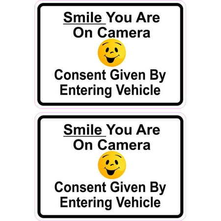3.5in x 2.5in Happy Face Smile You Are on Camera Vinyl Stickers