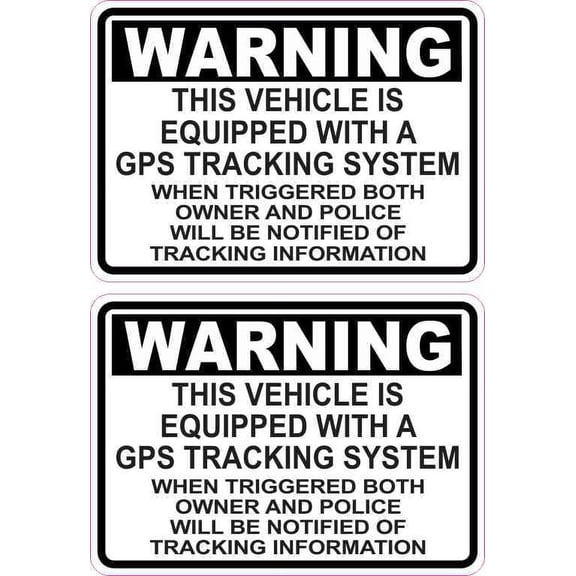 3.5in x 2.5in Vehicle Equipped with GPS Tracking Stickers