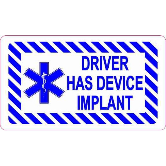 3.5in x 2in Driver Has Device Implant Sticker Vinyl Medical Vehicle Decal