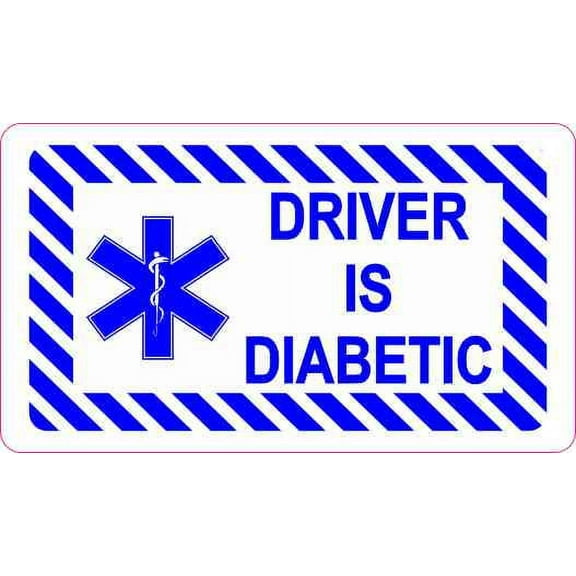 3.5in x 2in Driver Is DiaBetic Magnet Magnetic Medical Alert Sign