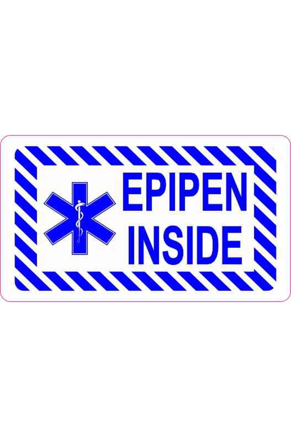 3.5in x 2in Epipen Inside Sticker Vinyl Medical Alert Vehicle Wi