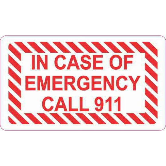 3.5in x 2in In Case Of Emergency Call 911 Magnet Vinyl Magnetic Wall Sign