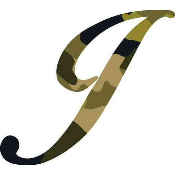 3.5in x 3in Camo Cursive J Monogram Sticker Fancy Vinyl Car Cup Stickers