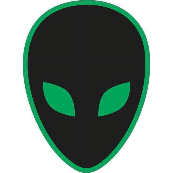 3.5in x 5in Black and Green Alien Bumper Sticker Car Vinyl Truck Decal