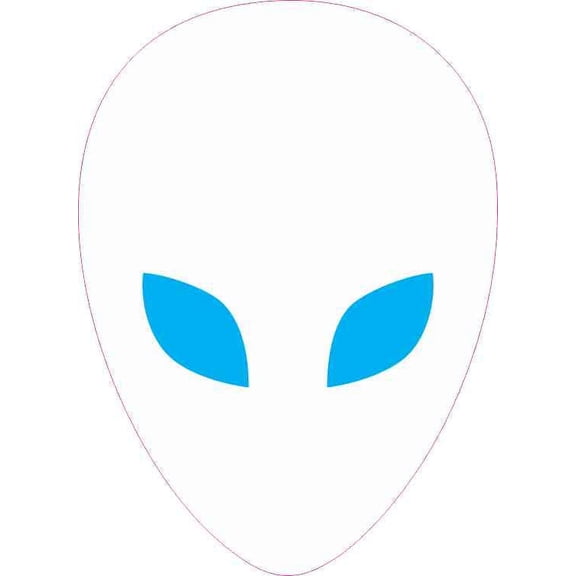 3.5in x 5in Blue and White Alien Bumper Sticker Car Vinyl Truck Decal