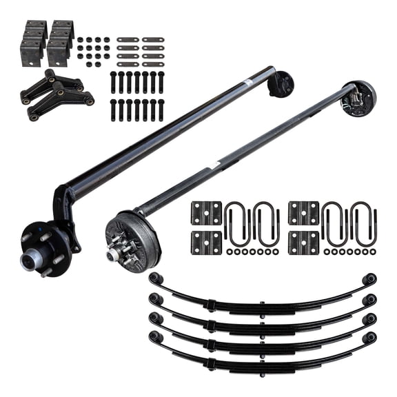 3.5k Light Duty Tandem Drop Axle Kit with Suspension- 7000 lb Capacity - 73/00 (Loose Spring Seats) / 5x4.5 Bolt Pattern