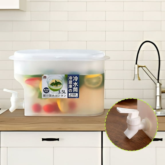 3.5l Drink Dispenser for Fridge,Drink Dispenser for Fridge with Spigot Water Dispenser,Leak Proof Lids Filter Screen Beverage Juice Container,Sealed Plastic Lemonade Milk Cold Hot Drink Jug for Party