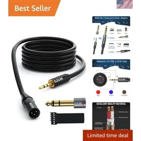 3.5mm 1/8 Inch TRS Aux Male to XLR Male Cable 4 Ft, Balanced Professional Shi...