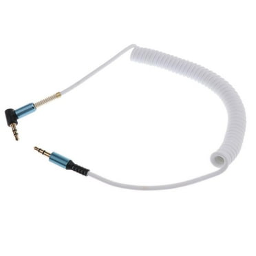 3.5mm (1/8") M-M Coiled Audio Cable Wire Headphone Aux Input Cable White