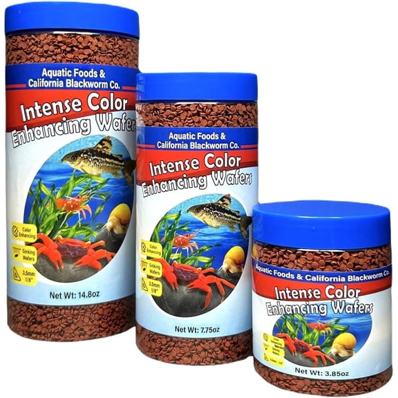 3.5mm - 1/8" Sinking Color Enhancing Wafers for Plecos, Catfish, Shrimp, Snails, Crabs, all Tropicals, Wafer & Pellet Mix Included 3.85oz Canister
