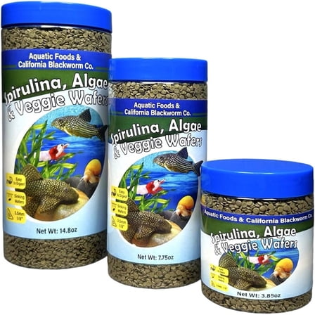 3.5mm - 1/8" Sinking Wafers of Spirulina, Algae for Plecos, Shrimp, Snails, All Tropicals, Wafer & Pellet Mix 3.85oz Canister