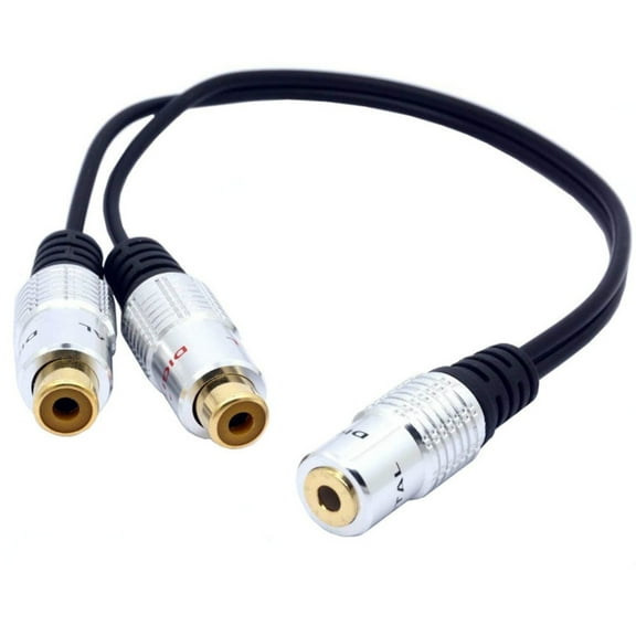 3.5mm 1/8inch Female Adapter Cord Stereo Y Splitter Cable Converter Wire Line for DVDs HDTV VCR