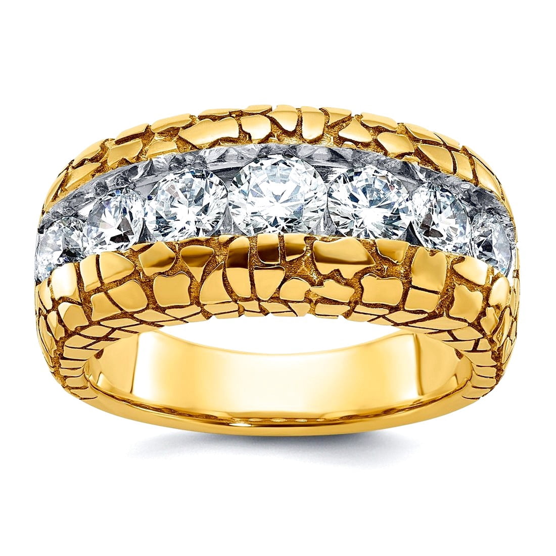 3.5mm 14k Solid Yellow Gold 2 Ct Lab Grown Diamond SI+ G+ Mens Nugget ...