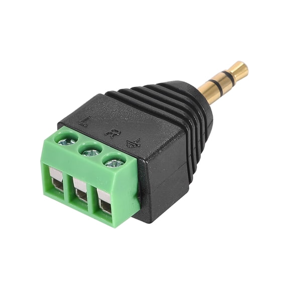 3.5mm 3 Pole Male to AV 3 Screw Terminal Stereo Audio Video Connector Adapter 1pcs