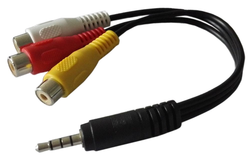 3.5mm 4 Conductor TRRS MALE to 3 RCA FEMALE L/R Audio & Video Adapter ...