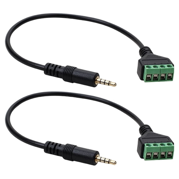 3.5mm 4 Pin Screw Terminals Balun Cable Gold Plateds Connectors for Stereo Sound Devices 30cm Length