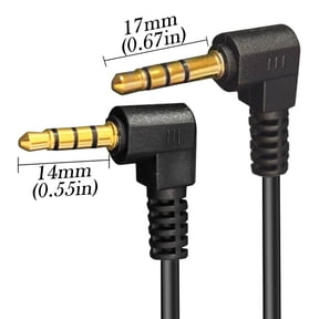 3.5mm 4-Pole TRRS Audio Cable, 17mm Extended Right Angle to 14mm Right Angle Male Plug, 1/8" Stereo Cord 15cm for Headphones, PS4, Phone, PC