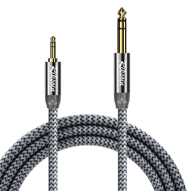 Generic 1/8 To 1/4 Stereo Cable, 3.5mm To 1/4 Adapter Aux Cord Stereo Audio Cable For Guitar, Keyboard Piano, Laptop, Home Theater Devices, Speaker And Amplifiers - 3.3 Ft, Black