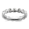 thumbnail image 1 of 3.5mm 925 Sterling Silver Bezel Polished Stackable April Crystal Ring Size 8 Stackable Ring for Women, 1 of 2