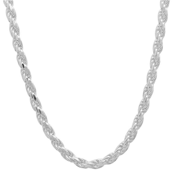 3.5mm .925 Sterling Silver Diamond-Cut Twisted Rope Chain Necklace, 30 inches