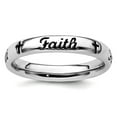 thumbnail image 1 of 3.5mm 925 Sterling Silver Polished Stackable Black Enamel Faith Ring Size 6 Stackable Ring for Women, 1 of 2