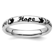 3.5mm 925 Sterling Silver Polished Stackable Black Enamel Hope Ring Size 5 Stackable Ring for Women