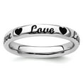thumbnail image 1 of 3.5mm 925 Sterling Silver Polished Stackable Black Enamel Love Ring Size 8 Stackable Ring for Women, 1 of 2