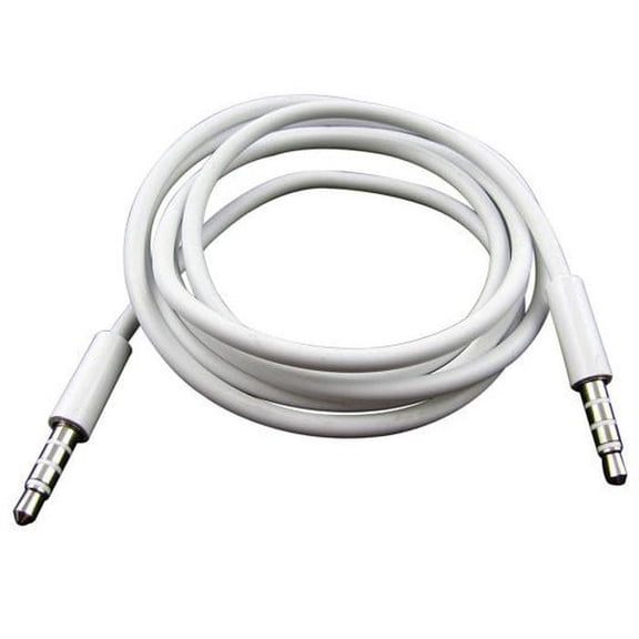 3.5mm AUX Audio Cable 4 Pole 1 Meter TPE Anaerobic Copper Wire Stereo Sound Male to Male for Car Headphone iPhone Android MP3 Player Speaker Auxiliary Connection High Fidelity Durable White Cord New