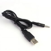 3.5mm AUX Audio to USB 2.0 Male Charge Cable Adapter Cord, 2-in-1 Data Sync & Charging Cable for Car MP3 Players, Headphones, Speakers, Compatible with iPod Shuffle,Black