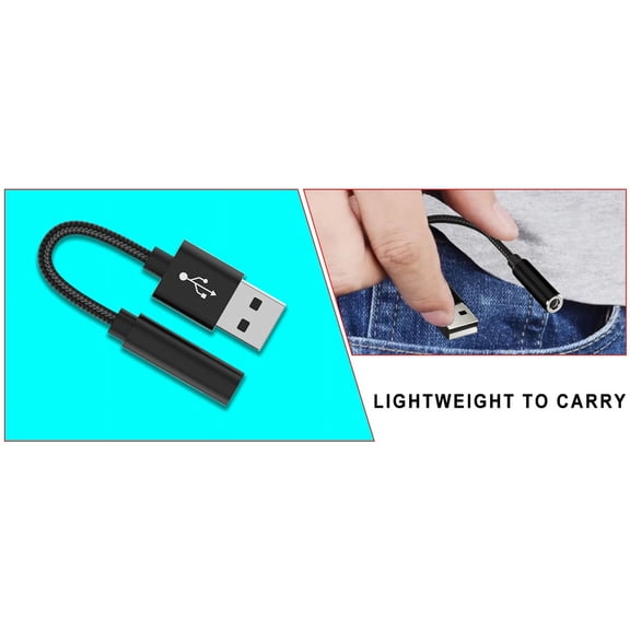 3.5mm AUX Audio to USB Cable-Black