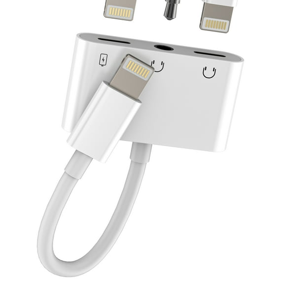 Lightning to 3.5mm Headphone Jack Adapter(3 in 1)for iPhone 14 13 Pro Max Adaptor for Apple MFi Certified Splitter Aux Audio Charger Cable Dongle for iPad Connector Dual Earphone Charging Accessories