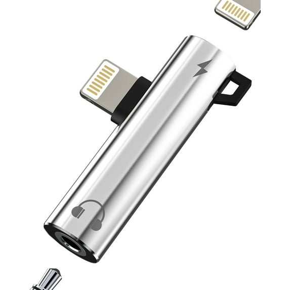 Lightning to 3.5mm Headphone Jack Adapter(2in1)Aux Audio Charger Cable Splitter for iPhone 14 13 Pro Max for iPad Connector for Apple MFi Certified lighting Earbuds Charge Cord Dongle Car Accessories