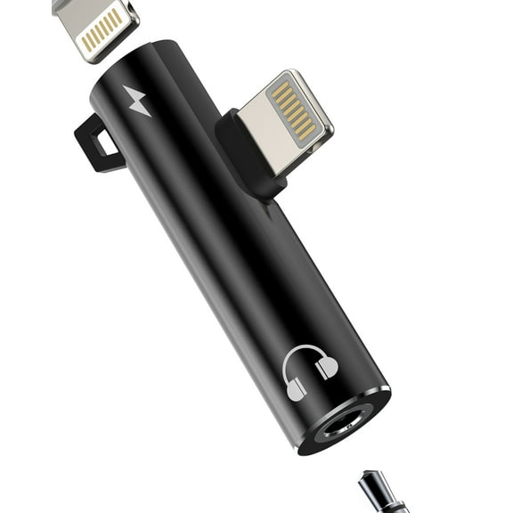 Lightning to 3.5mm Headphone Aux Jack Adapter(2 in 1)for Apple MFi Certified splitter Audio Charger Cable Connector for iPhone 14 13 Pro Dongle for iPad Earphone Cord Car Accessories Earbud Converter